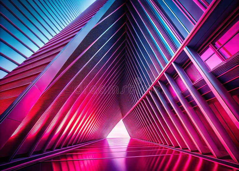 Dynamic Red and Pink Geometric Network Design A Futuristic Minimalist Tech Background for Modern Presentations and royalty free illustration