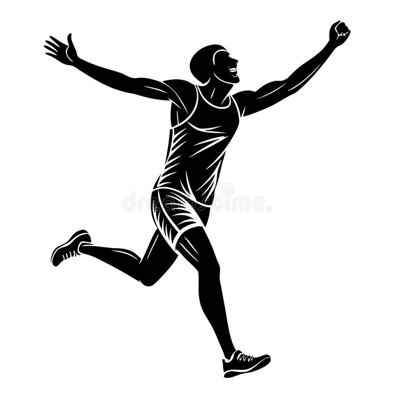 Dynamic Runner Firar Victory i Athletic Pose Ideal for Sports Designs and Fitness Artwork vektor illustrationer