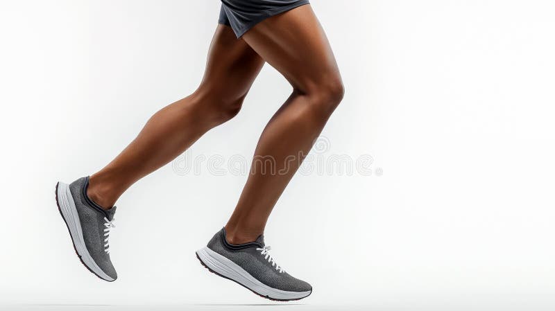 Dynamic Runner i rörelse. En skärande sida av en manlig ryttare i mellanliggande, som framhäver muskelbenen a stock illustrationer