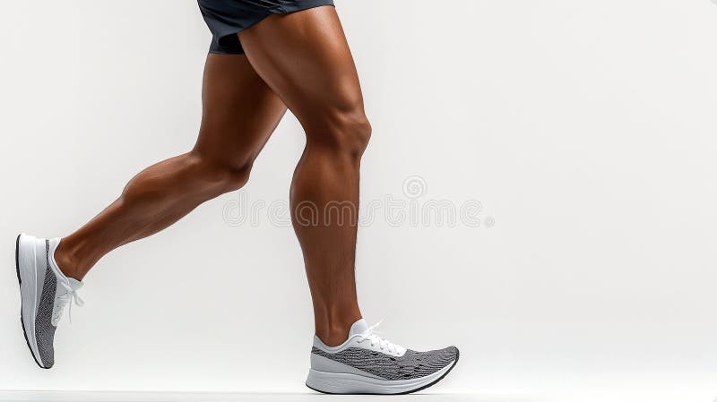 Dynamic Runner i rörelse. En skärande sida av en manlig ryttare i mellanliggande, som framhäver muskelbenen a stock illustrationer