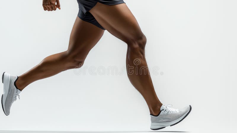 Dynamic Runner i rörelse. En skärande sida av en manlig ryttare i mellanliggande, som framhäver muskelbenen a vektor illustrationer