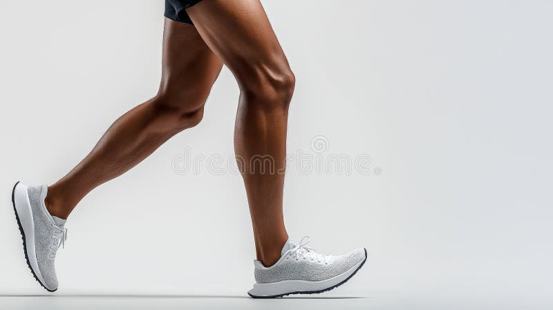Dynamic Runner i rörelse. En skärande sida av en manlig ryttare i mellanliggande, som framhäver muskelbenen a royaltyfri illustrationer