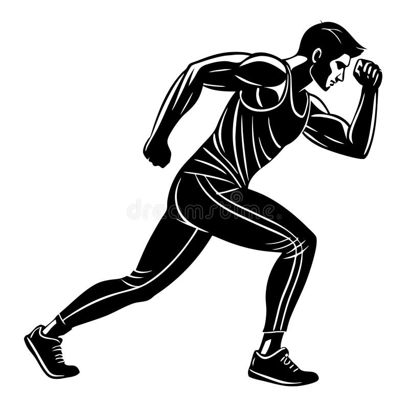 Dynamic Runner Silhouette i Motion for Fitness Graphics Sports Apparel och Workout Design stock illustrationer