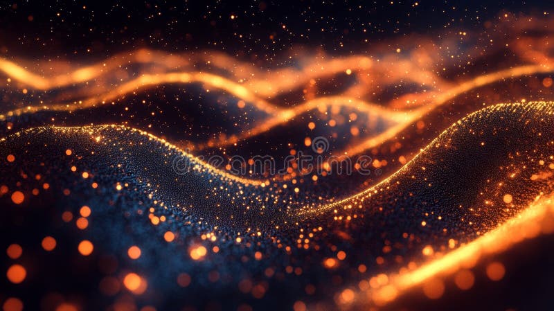 Dynamic sound visualization bright particle wave reacting to music in a mesmerizing display royalty free illustration
