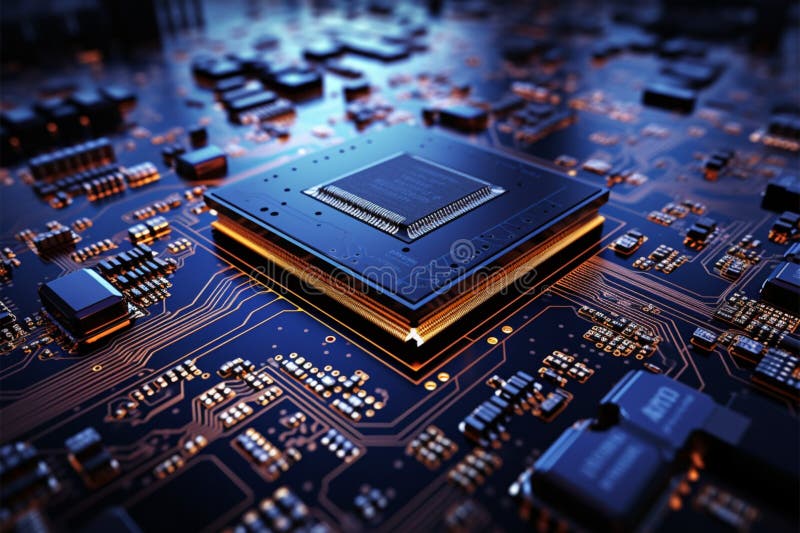 A dynamic tech illustration on a computer circuit board royalty free illustration