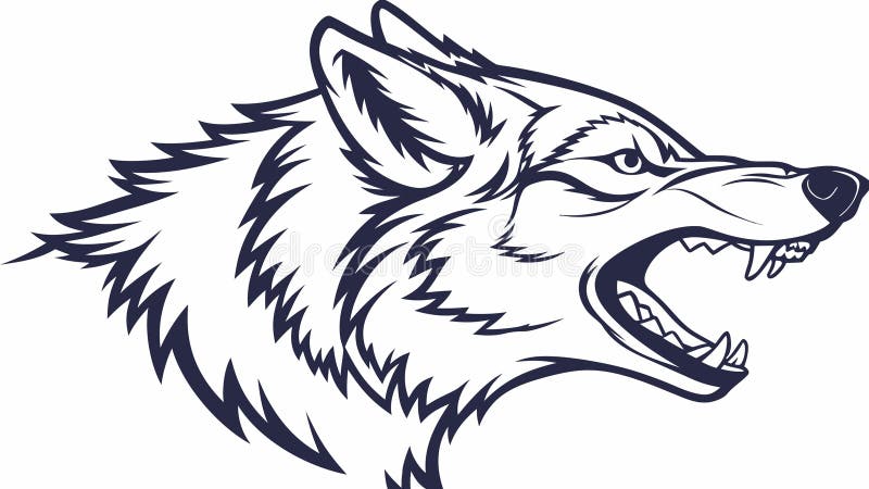 Aggressive Wolf Head Growl. Fierce Wild Animal Illustration, vector design Generative AI royalty free illustration