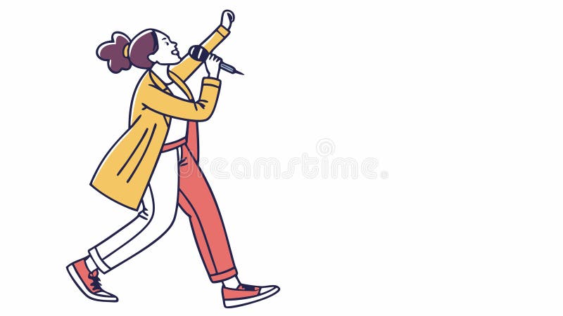 A dynamic vector illustration of a woman singing into a microphone, symbolizing music, performance, and artistic expression. Ideal for music studios, entertainment venues, or designs that capture the energy and passion of live vocal performances. Vibrant and expressive. vector design Generative AI. Woman singing vectors