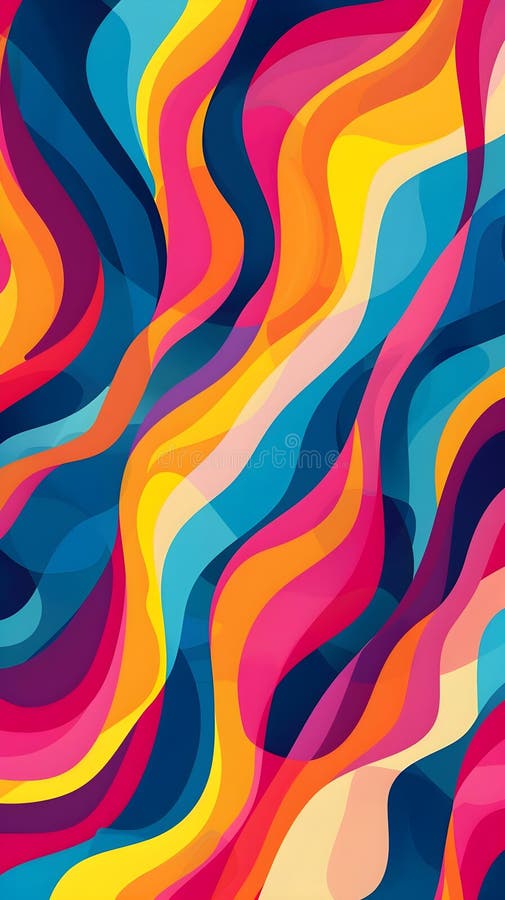 Vibrant Abstract Wave Pattern in Bright Colors. A dynamic and vibrant abstract wave pattern featuring bright colors. This artistic design showcases fluid shapes that create a lively and cheerful atmosphere, perfect for backgrounds and modern graphics