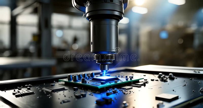 Precision in Motion: High-Tech CNC Robot Working on PCB royalty free illustration