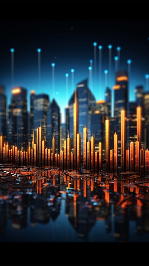 Dynamic visual representation of business and stock market trends and patterns stock illustration