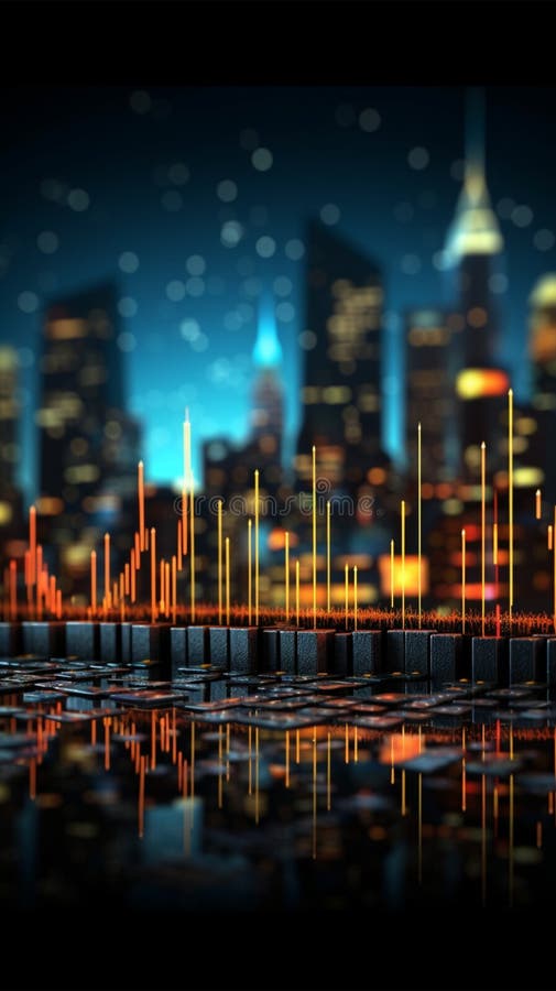 Dynamic visual representation of business and stock market trends and patterns vector illustration