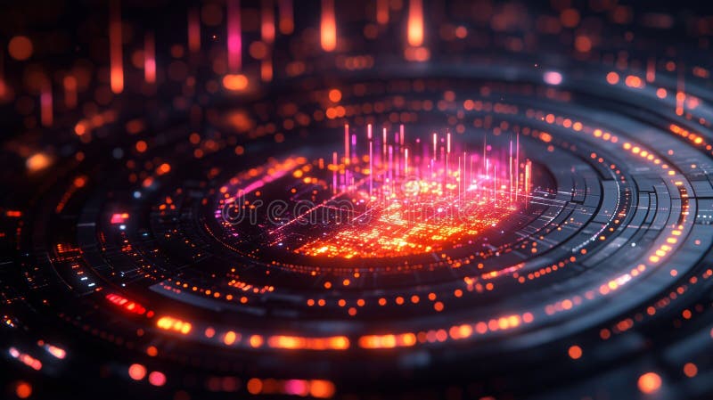 Dynamic Visualization of Data in a Colorful Digital Landscape royalty free stock photo