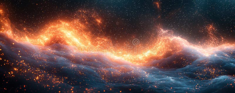 Dynamic Visualization of Quantum Physics with Particles and Wavefunctions in Space stock images
