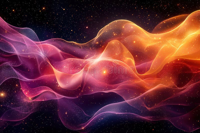 Dynamic Visualization of Quantum Physics with Particles and Wavefunctions in Space royalty free stock photography