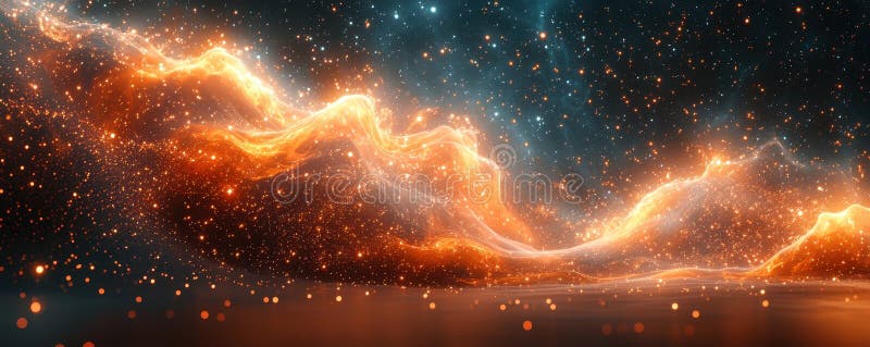 Dynamic Visualization of Quantum Physics with Particles and Wavefunctions in Space stock photos