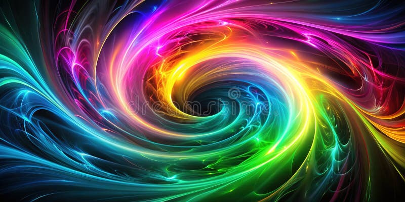 Dynamiczny neon Vortex Abstract Tło Futurystyczny wirowy wyświetlacz żywych kolorów do nowoczesnego projektowania i cyfrowego ilustracji