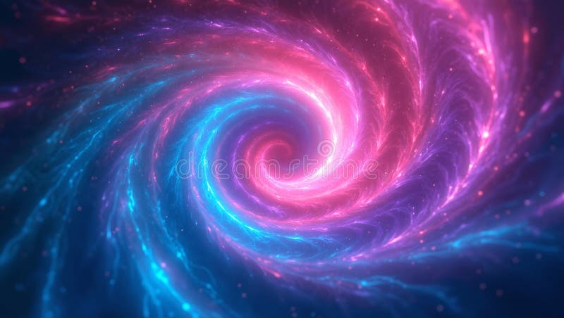 Dynamiczny wir neonowy z żywym niebieskim różowym i fioletowym hues łączącym się płynnie ilustracja wektor