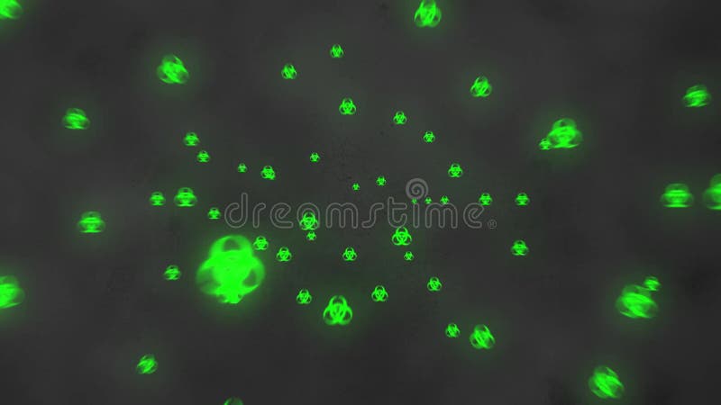 Dynamiczny znak zagrożenia biologicznego dla wprowadzeń i tytułów z zielonym blaskiem ilustracji