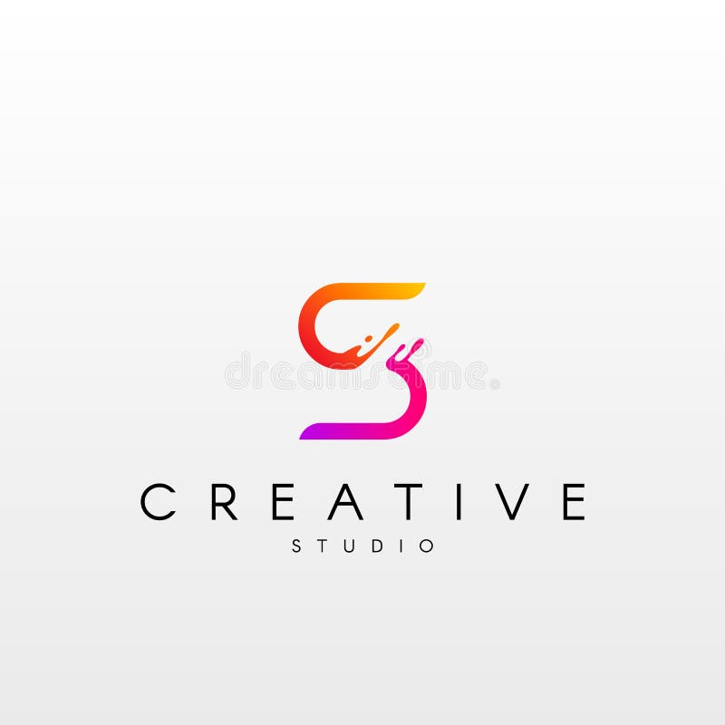 Dynamisch S-Logo. Logo-ontwerp met dynamische vloeibare splash. stock illustratie