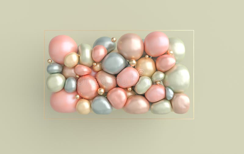 Dynamic abstract pastel colored 3d rendering background with soft spheres. Water drops and pearl blush, eye shadow particles. Dynamic abstract pastel colored 3d rendering background with soft spheres. Water drops and pearl blush, eye shadow particles.