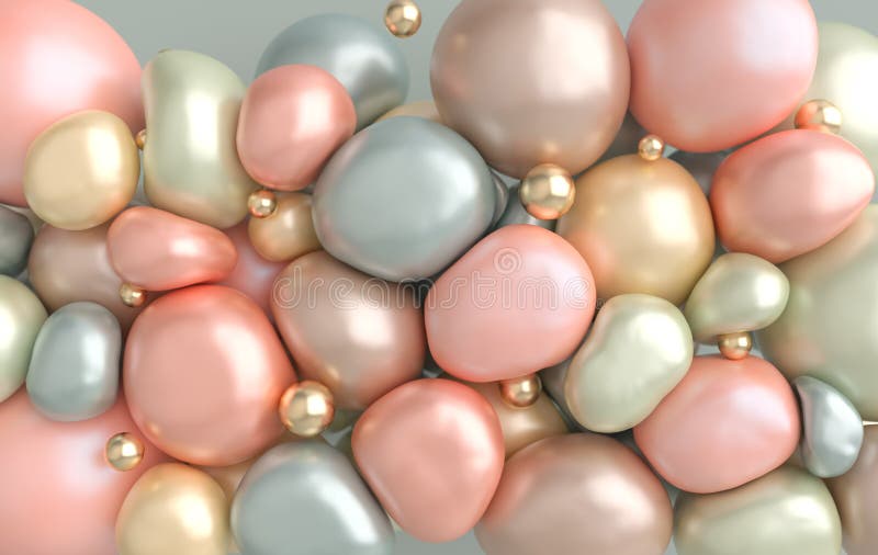 Dynamic abstract pastel colored 3d rendering background with soft spheres. Water drops and pearl blush, eye shadow particles. Dynamic abstract pastel colored 3d rendering background with soft spheres. Water drops and pearl blush, eye shadow particles.