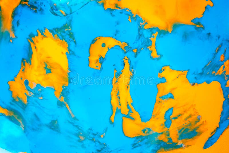 Dynamische flüssige Farbfarbe spritzt Hintergrund Blauer und der Orange gemischter flüssiger Hintergrund Abstrakter marmornder Ef stockfoto Dynamische flüssige Farbfarbe spritzt Hintergrund Blauer und der Orange gemischter flüssiger Hintergrund Abstrakter marmornder Ef stockfoto