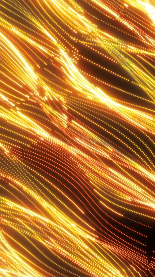 Dynamische goldene Lichtwellen, die durch glühende Partikel gebildet werden, schaffen einen lebendigen abstrakten Energiehintergru lizenzfreies stockfoto