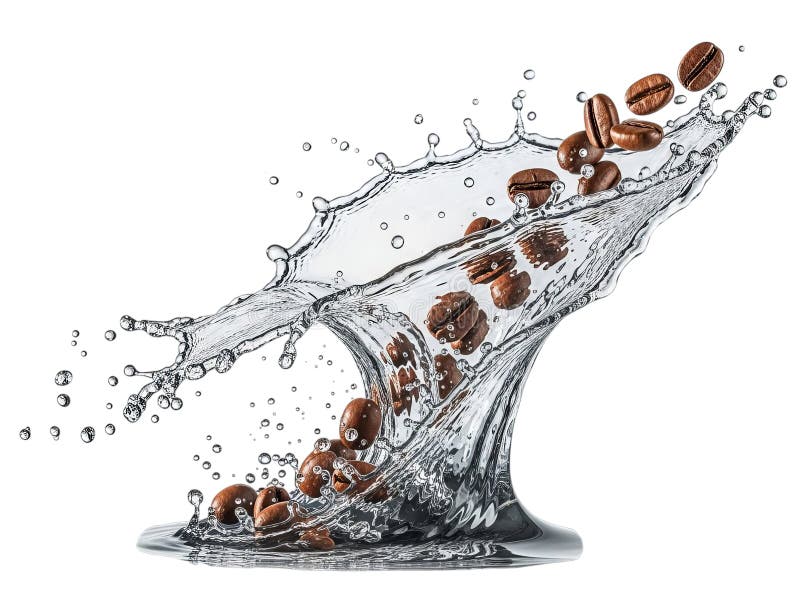 Dynamische koffieboonsplons royalty-vrije illustratie