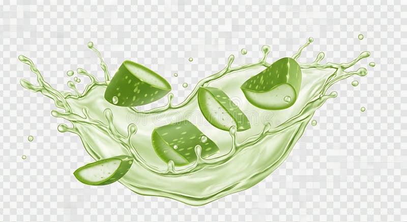 Dynamische spatten van natuurlijke aloë vera plakjes royalty-vrije illustratie
