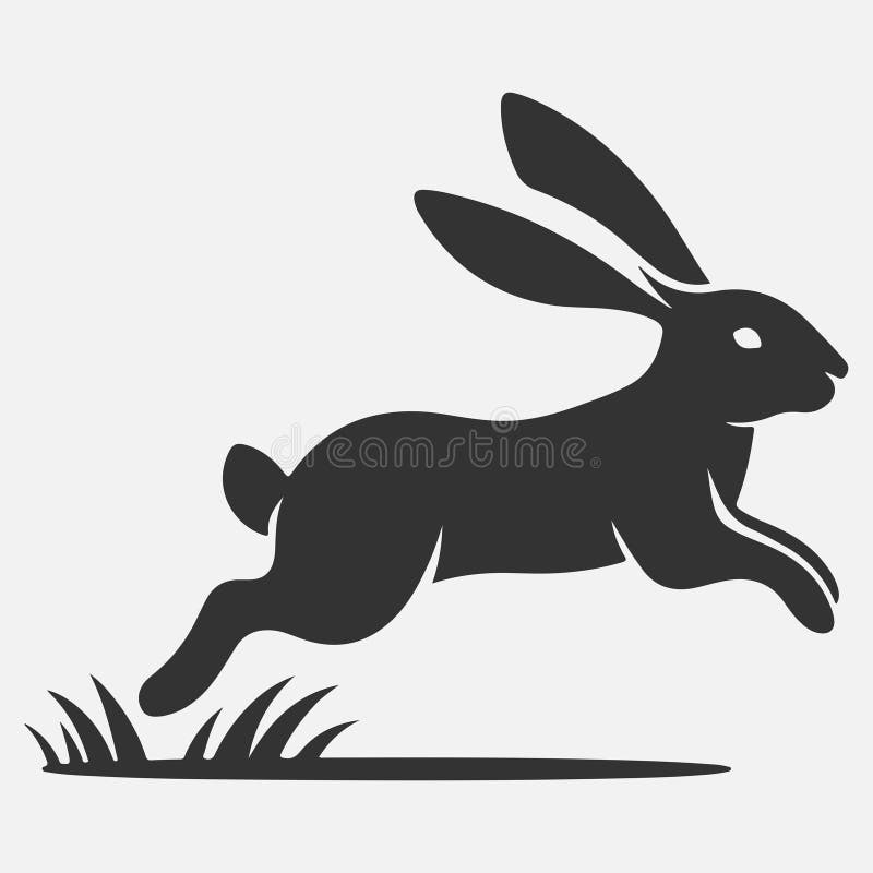 Dynamische Springkaninchen Silhouette perfekt für Kunstdesign und Handwerksprojekte lizenzfreie abbildung