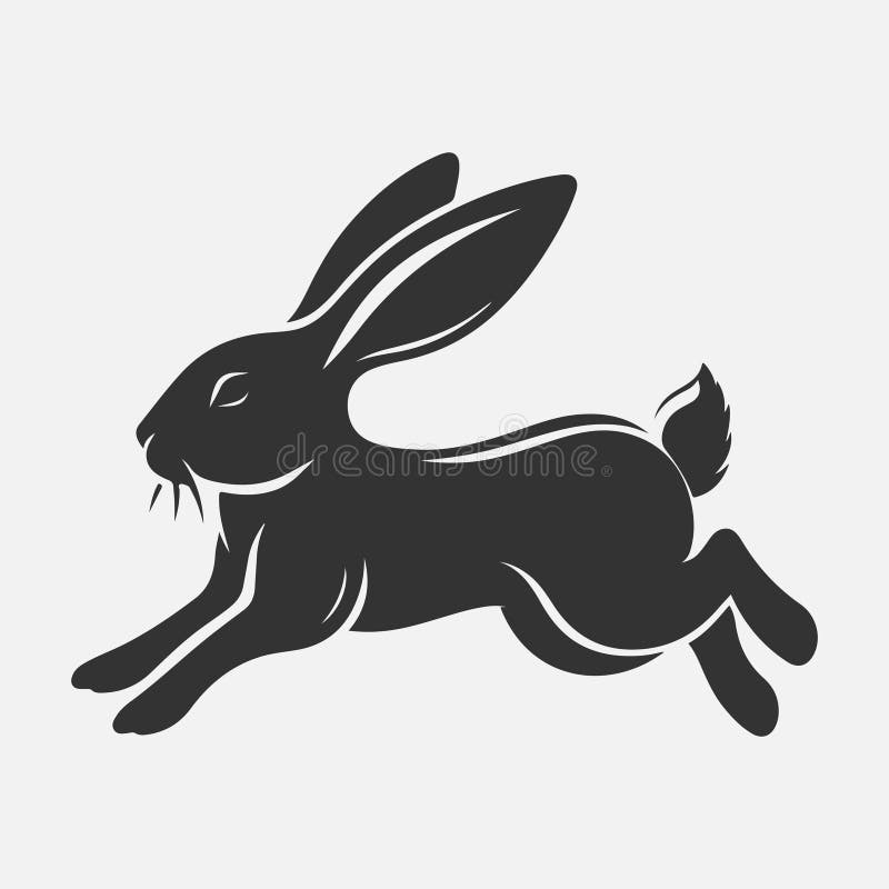 Dynamische Springkaninchen Silhouette perfekt für Kunstdesign und Handwerksprojekte lizenzfreie abbildung