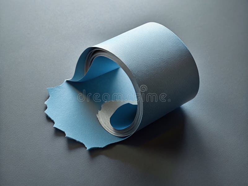 Dynamisches 3D-Rendering einer beschädigten, gerollten Dokument-Silhouette vor einem neutralen grauen Hintergrund stock abbildung