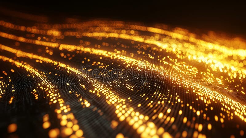 Dynamischer Fluss von goldenen Datenelementen stock abbildung