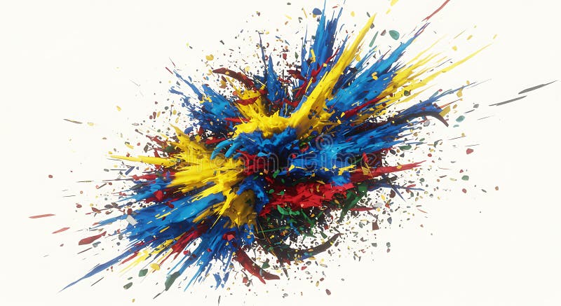 Dynamisches abstraktes Kunstwerk mit einer lebhaften Explosion von Farbpaletten. Dominan lizenzfreie abbildung