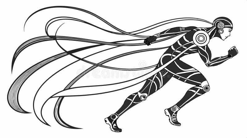 Dynamisk körning av konsthandel för att aktivera figur för silhouette-dynamisk körriktning och rörelse Art-aktivitet utgör vektord stock illustrationer