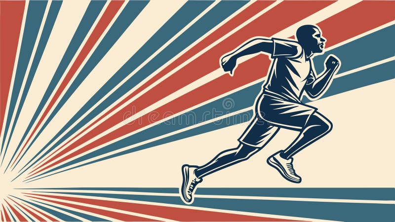 Dynamisk löpare i Retro Sunburst Style-vektordesign Generativ AI vektor illustrationer