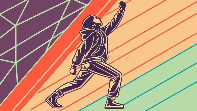 Dynamisk löpare med Abstract Lines Motion och Energy Vetor-design Generative AI stock illustrationer