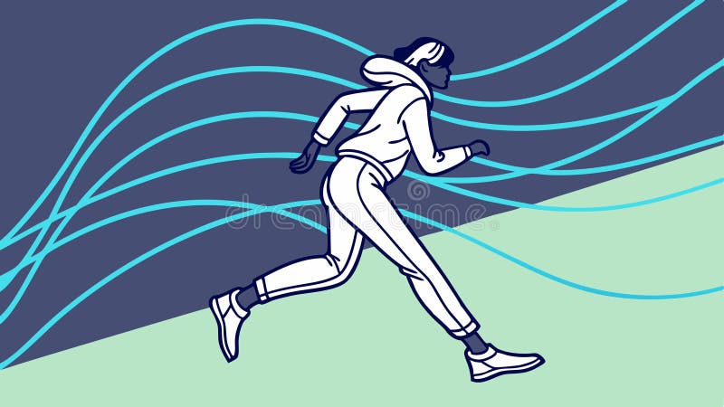 Dynamisk löpare med abstrakta linjer som symboliserar hastighetsenergi och atletisk rörelsevektordesign Generativ AI stock illustrationer