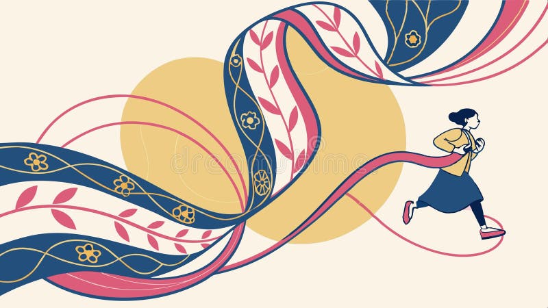 Dynamisk löpare med blomstrande vektor för konsistenskonst Generativ AI vektor illustrationer