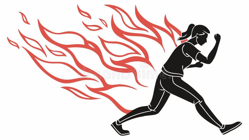 Dynamisk löpare med flamspår för hastighetsvektordesign Generativ AI royaltyfri illustrationer