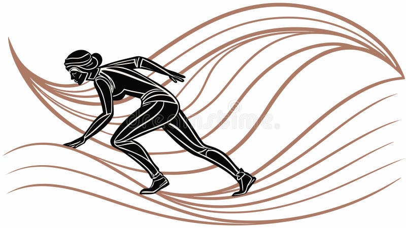 Dynamisk löpare med flödeslinjer som symboliserar hastighet och vektordesign för atletiska rörelser Generativ AI vektor illustrationer