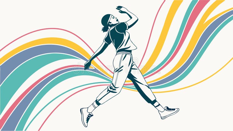 Dynamisk runner abstrakta linjer visar vektordesign Generativ AI stock illustrationer