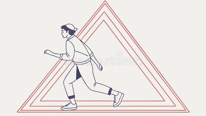 Dynamisk runner-figur i en triangelbildrutesport- och rörelsemodellvektordesign Generativ AI stock illustrationer