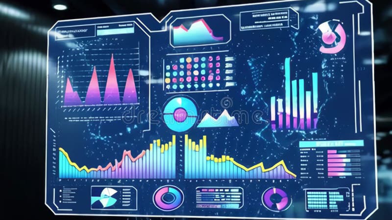 Dynamisk visning av finansiella instrumentpaneler med interaktiv dataanalys och trender royaltyfri illustrationer