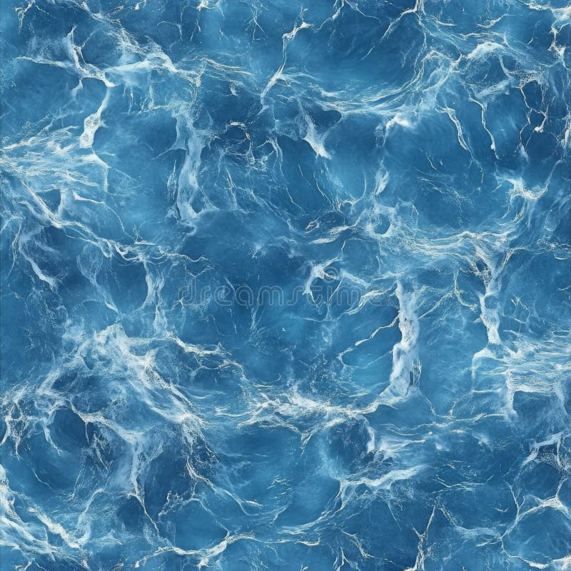 Dynamiska blå havsvågor med texturerade vita mönster arkivfoto