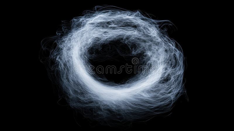 Dynamiskt snurrande Vortex av eteral White Smoke on Black Background vektor illustrationer