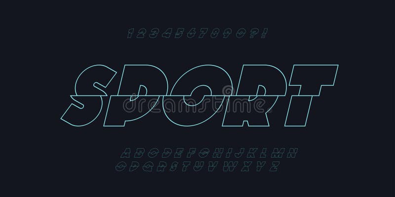 Dynamiskt typsnitt för vektorsport modern typografi. Dynamiskt typsnitt för vektorsport, modern typografi, sans serif-format. alfabet för partiaffisch tryckning på tyg för skjortbefordringsstämpel specialerbjudande 10 steg