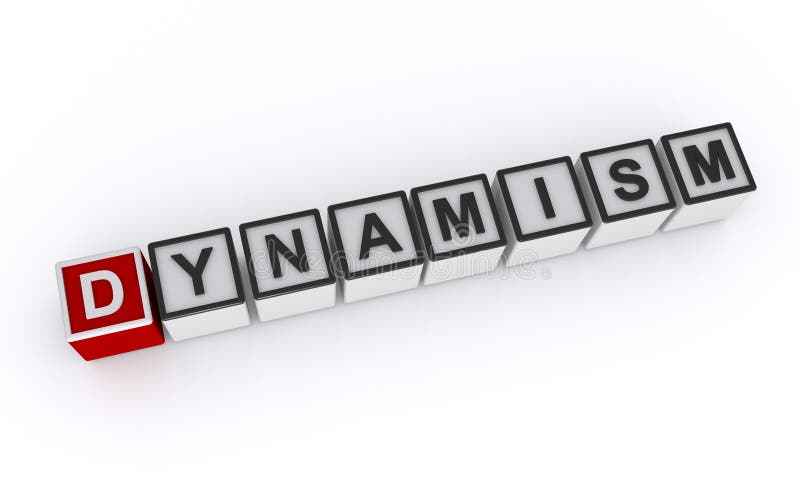 Dynamism word block on white stock images