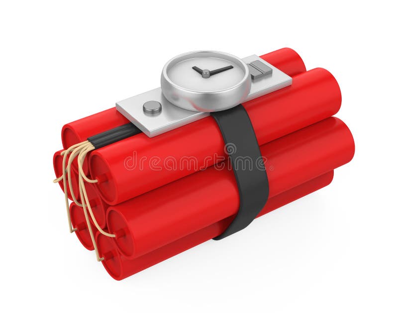 Dynamite Bomb with Clock Isolated vector illustration