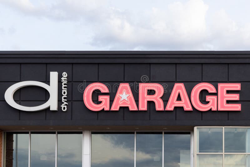 Ottawa, Canada - April 10, 2021: Dynamite Garage clothing store outlet in Canada